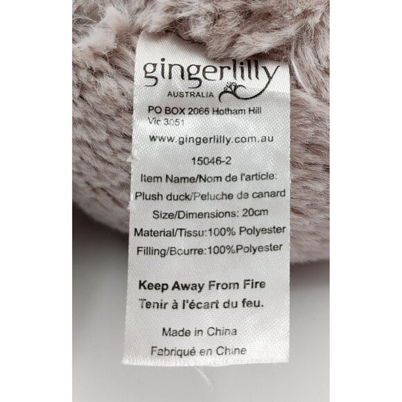 GINGERLILLY AUSTRALIA Dylan GRAY DUCK Plush RATTLE CRINKLE LOVEY Stuffed Toy 10" - Picture 4 of 4